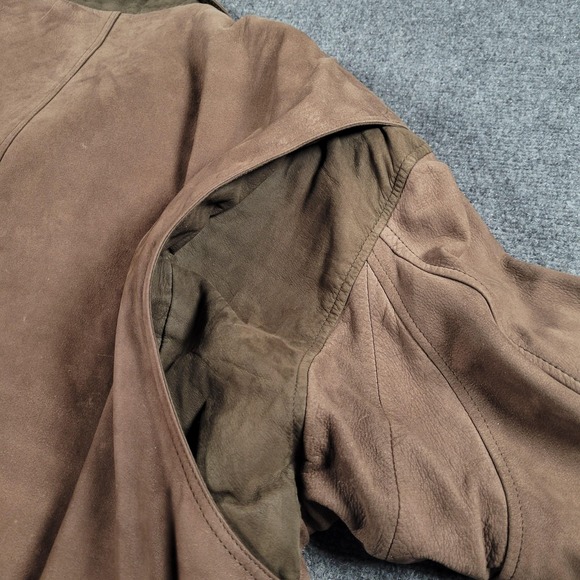 Vtg John Ashford Jacket Men Medium Brown Leather Bomber Quilted Lined Korea READ - Picture 3 of 8